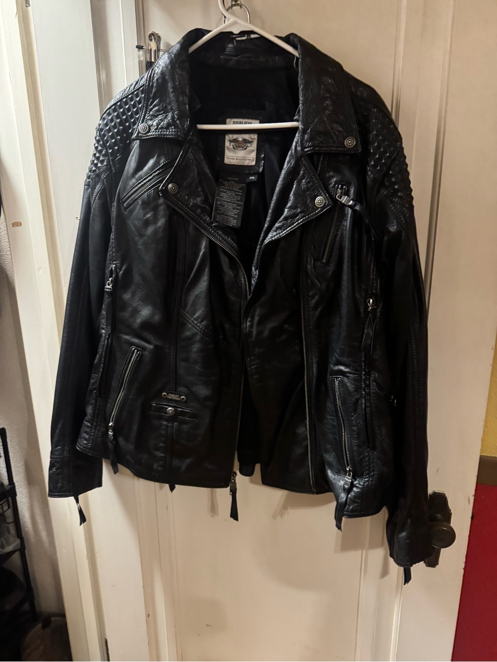 Harley-Davidson Black Quilted Shoulder Leather Moto Jacket